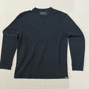 Eddie Bauer Men’s Black Waffle Knit Longsleeve Size L